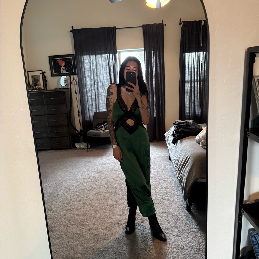 Nasty Gal Black and Green Maxi Dress